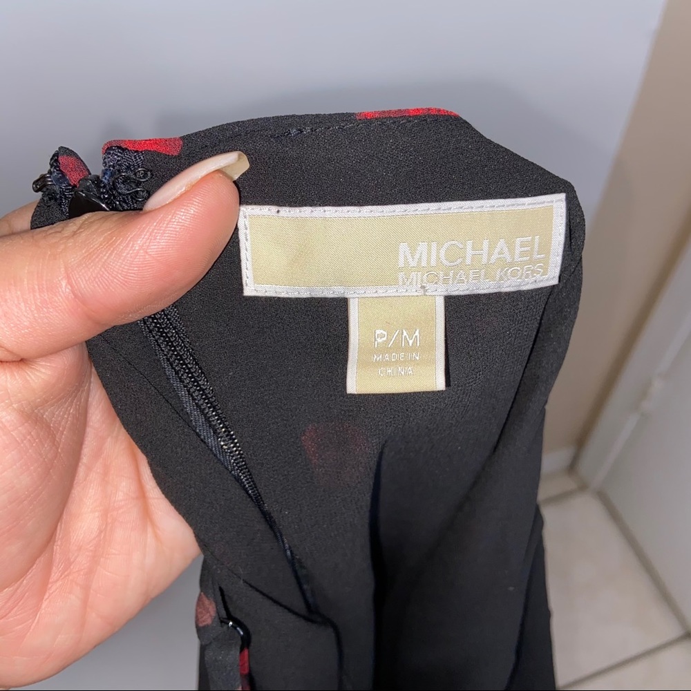 Michael Kors Black & Red Floral Wide Leg Jumpsuit - Picture 7 of 8
